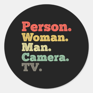 Person Woman Man Camera Tv Retro Vintage Classic Round Sticker