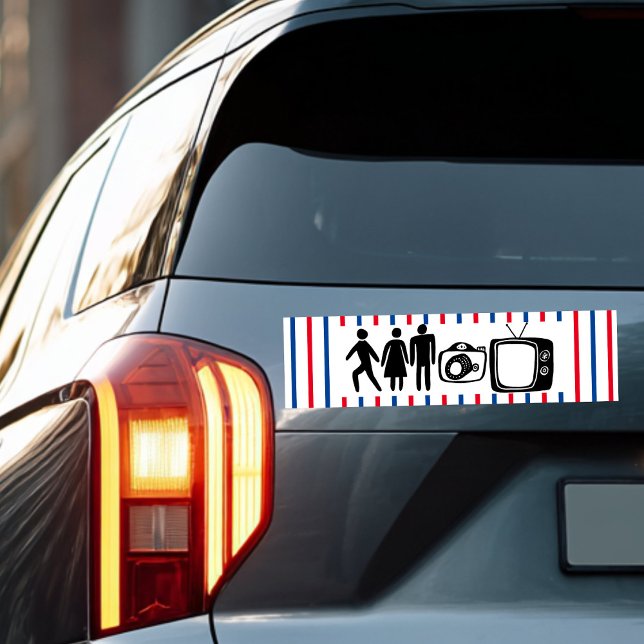 Person Woman Man Camera TV Stripes Bumper Sticker (Person Woman Man Camera TV Stripes TRUMP Bumper Sticker
)
