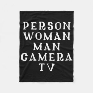 Person Woman Man Camera Tv Trump Funny Parody Fleece Blanket
