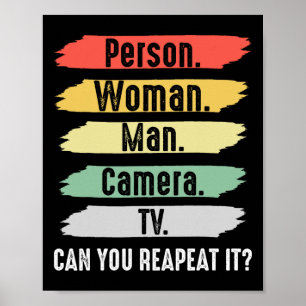 Person. Woman. Man. Camera. Tv Vintage Funny Polit Poster