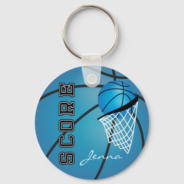 Personailize Blue Basketball Key Ring (Front)
