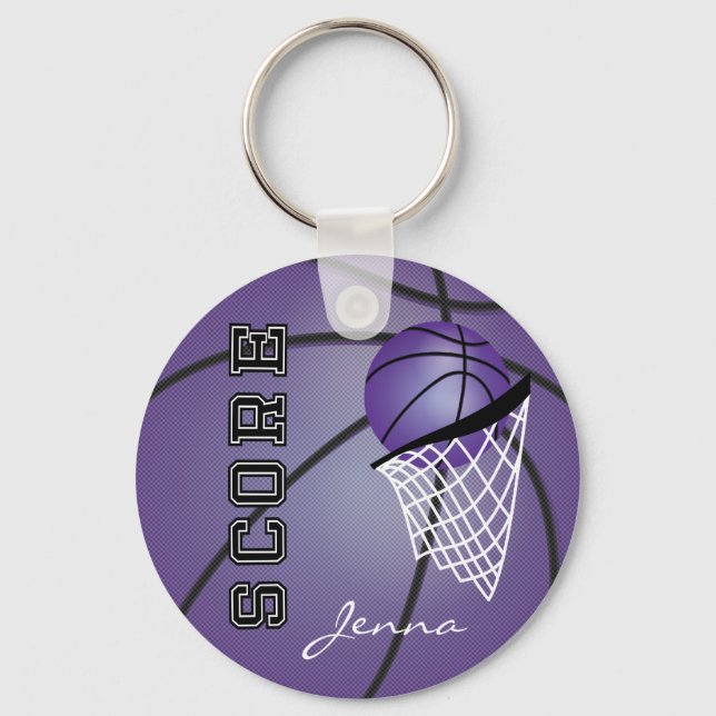 Personailize Purple Basketball Key Ring (Front)