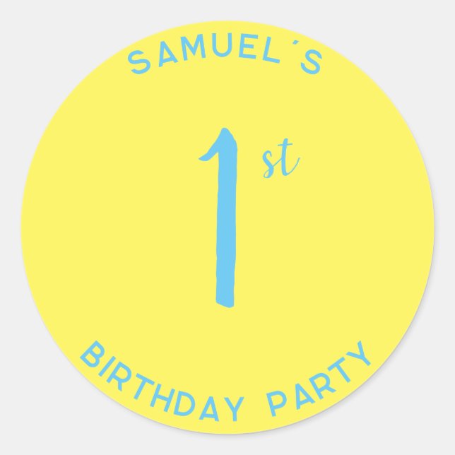 Personal 1st Birthday Party First Birthday Classic Round Sticker (Front)