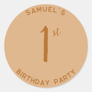 Personal 1st Birthday Party First Birthday Red Classic Round Sticker