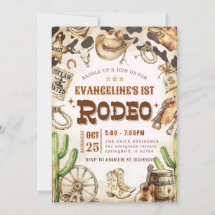 Personal 1st Cowboy Rodeo Wild West birthday Invitation