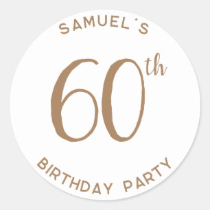 Personal 60th Birthday Party Modern Classic Round Sticker