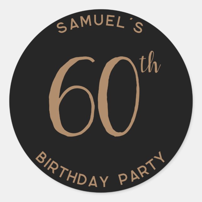 Personal 60th Birthday Party Modern Classic Round Sticker (Front)