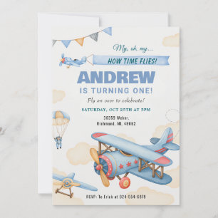 Personal Aeroplane Boy 1st Birthday for KID Invitation