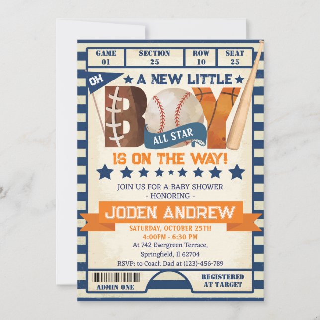 Personal All Star Sport Baby shower Invitation (Front)