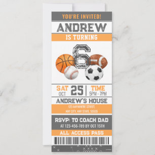 Personal All Star Sports Ticket Template Birthday