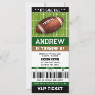 Personal American football Ticket Birthday Invitation