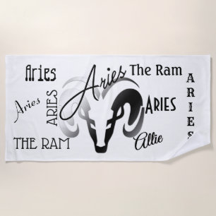 Personal Aries The Ram Zodiac Beach Towel