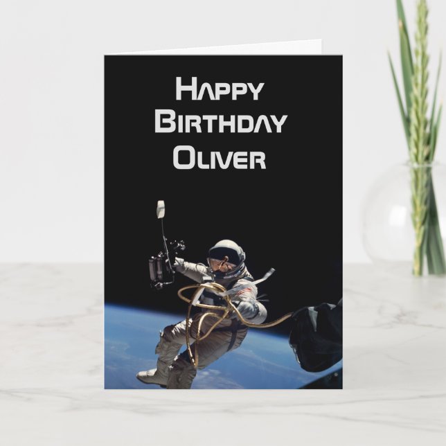 Personal Astronaut Space Walk Birthday Card (Front)