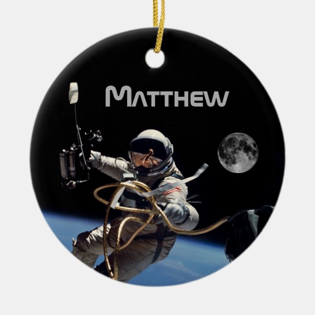 Personal Astronaut Space Walk Ceramic Ornament (Front)