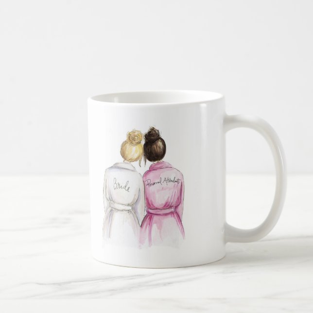 Personal Attendant? Bl Bun Bride Dk Br Bun Maid Coffee Mug (Right)