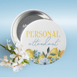 Personal Attendant Lemon Bridal Shower Button