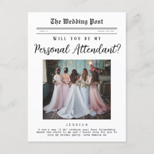 Personal Attendant proposal, Elegant Newspaper  Postcard