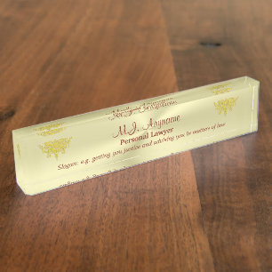 Personal Attorney and golden justice logo Nameplate