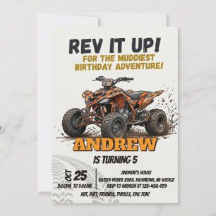 Personal ATV Birthday Off Road Boy Racing Invitation