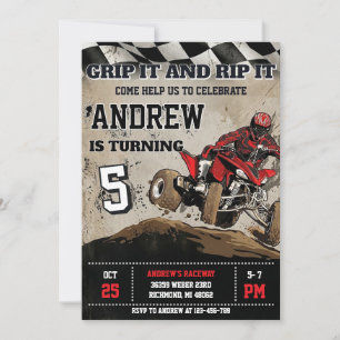 Personal ATV Dirt Bike Adventure Birthday Party Invitation