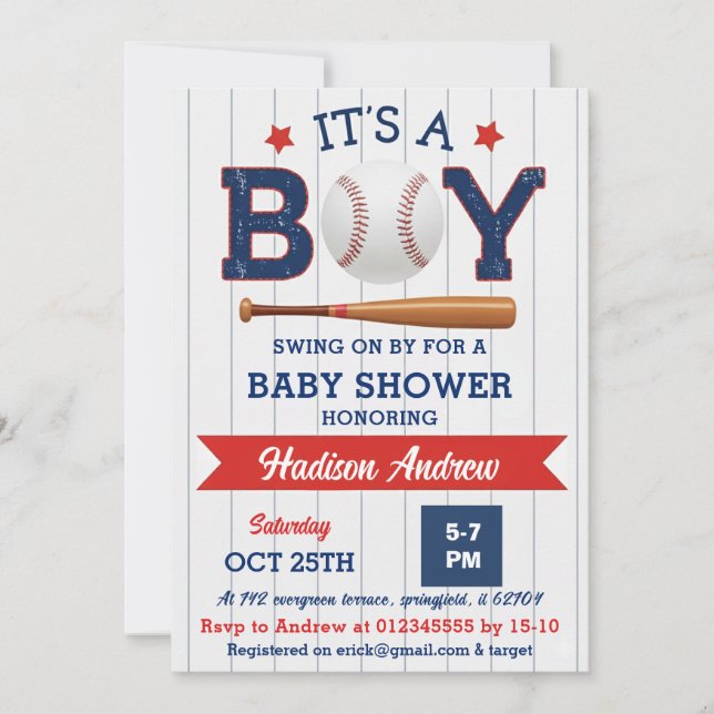 Personal Baseball Baby Shower Allstar Rookie Invitation (Front)