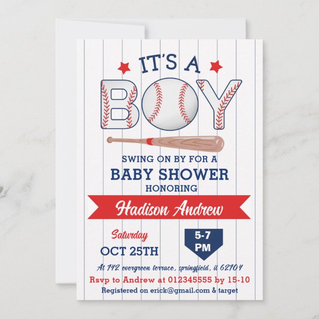 Personal Baseball Baby Shower Allstar Rookie Invitation (Front)