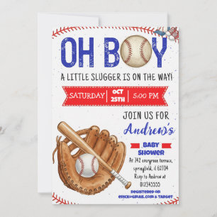 Personal Baseball Baby Shower Little Slugger Invitation