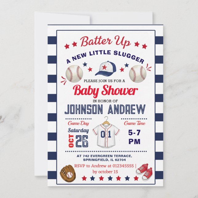 Personal Baseball Baby Shower Slugger All Star Invitation (Front)