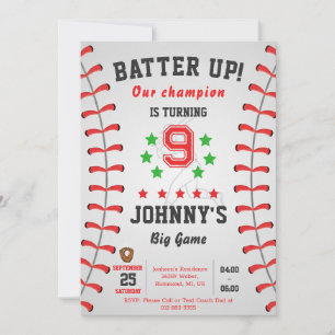 Personal Baseball Birthday Party Invitation