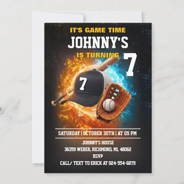 Personal Baseball Game Birthday Party Invitation (Front)