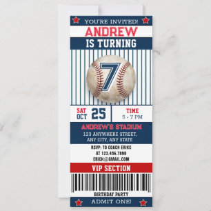 Personal Baseball Sports Ticket Style for boy Invitation