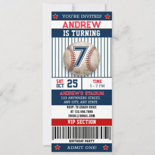 Personal Baseball Sports Ticket Style for boy Invitation