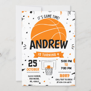 Personal Basketball Birthday Invitation Party