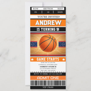 Personal Basketball Birthday Ticket ANY Age Party Invitation