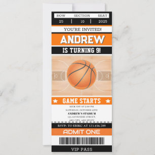 Personal Basketball Birthday Ticket ANY Age Party  Invitation