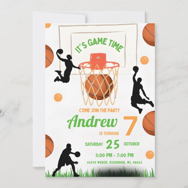 Personal Basketball Birthday with custom photo Invitation (Front)