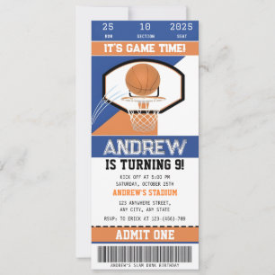 Personal Basketball Courtside Birthday Ticket Invitation