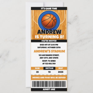 Personal Basketball Fan's Birthday Ticket Invitation