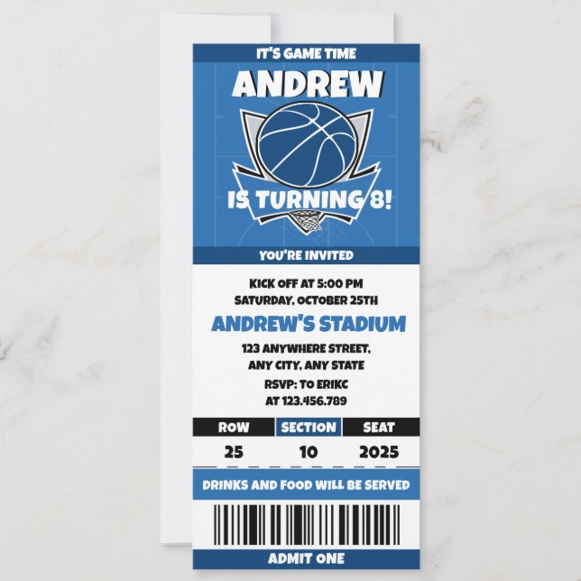 Personal Basketball Frenzy Birthday Party Passes Invitation (Front)