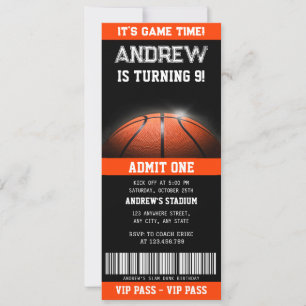 Personal Basketball Game Day Birthday Ticket Invitation