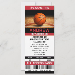 Personal Basketball High-Flying Hoops Birthday Invitation