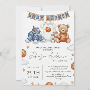 Personal Basketball Theme Baby Shower Text Invitation
