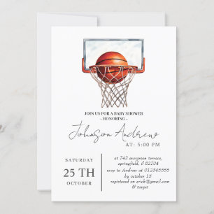 Personal Basketball Theme Baby Shower Text Invitation