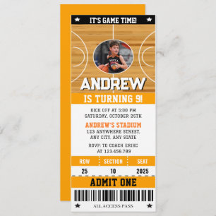 Personal Basketball Ticket with Photo Invitation