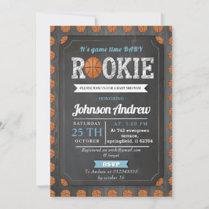 Personal Blue Sports Basketball Theme Baby Shower Invitation