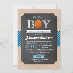 Personal Blue Sports Basketball Theme Baby Shower  Invitation