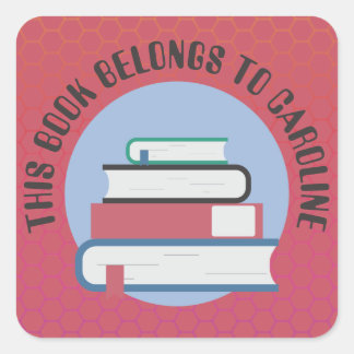 PERSONAL BOOKPLATE, BOOKS, PILED BOOKS, TEXTBOOKS SQUARE STICKER