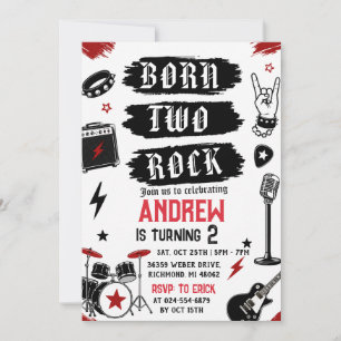 Personal Born Two Rock Birthday Invitation
