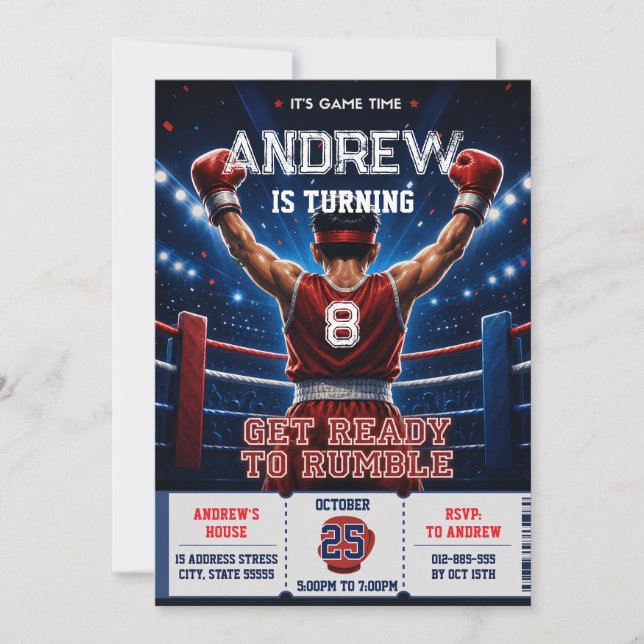 Personal Boxing Birthday Invitation (Front)
