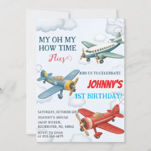 Personal Boy 1st Aeroplane kid Birthday Invitation